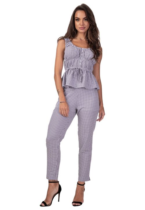 Calça Alfaiataria Vichy Guess Azul Claro