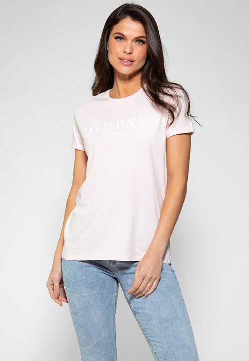 Camiseta Guess Escrita Est. 1981 Rosa Claro