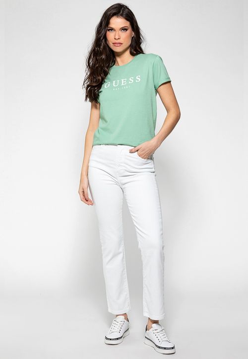 Camiseta Guess Escrita Est. 1981 Verde Claro
