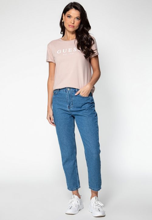 Camiseta Guess Escrita Est. 1981 Rosa Claro