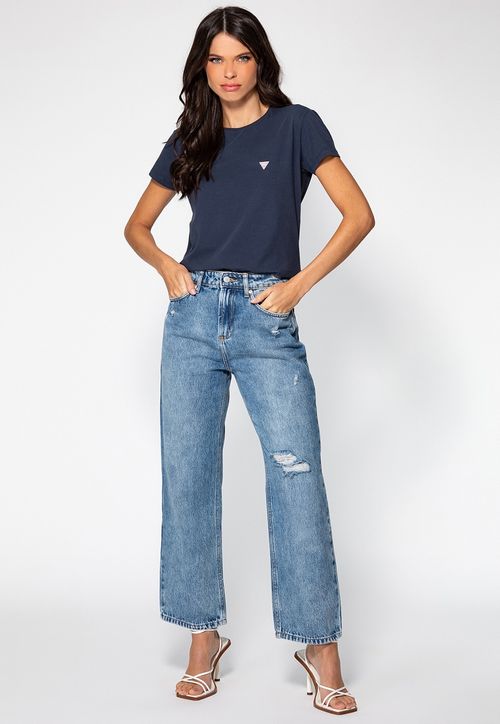 Camiseta Etiqueta Guess Triangulo Azul Escuro