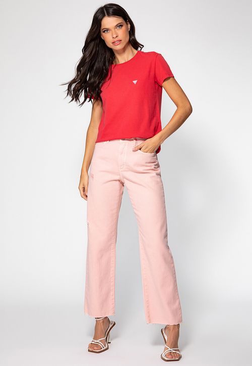 Camiseta Etiqueta Guess Triangulo Rosa