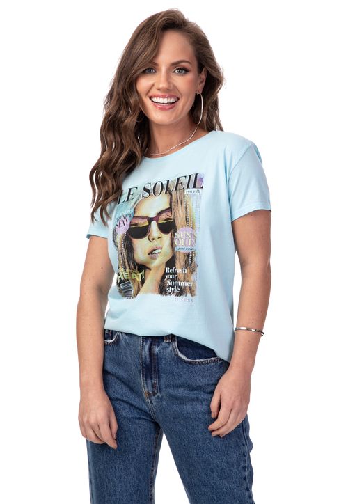 Camiseta Le Soleil Guess Azul Claro