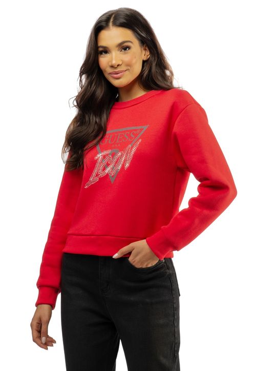 Blusa de Moletom Bordado Icon Guess Vermelho