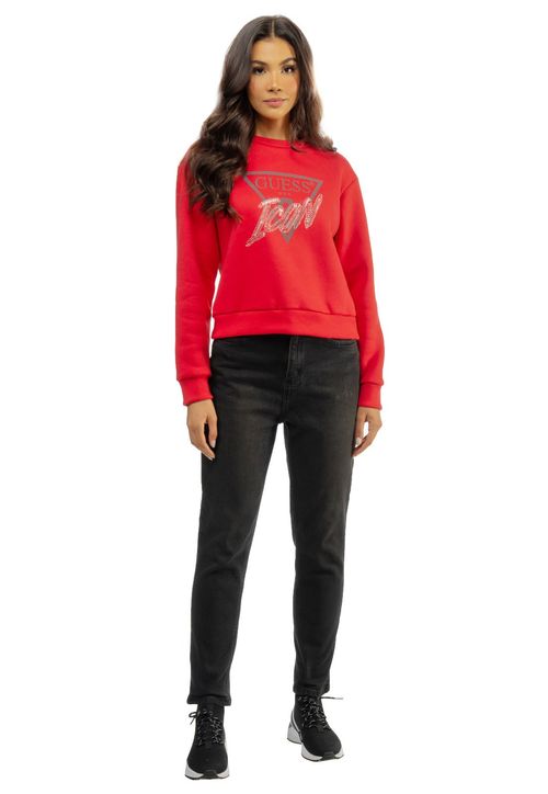 Blusa de Moletom Bordado Icon Guess Vermelho