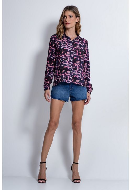 Camisa Estampa Onça Colorida Guess Branco