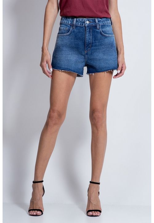 Shorts Jeans Barra A Fio Guess Azul