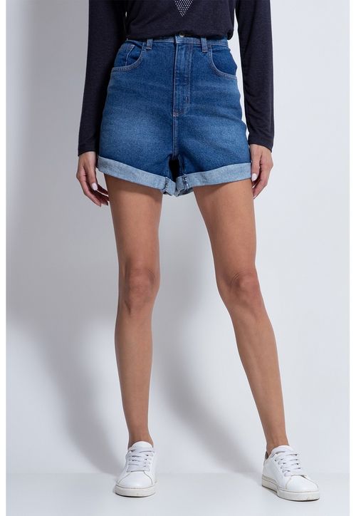 Shorts Jeans Barra Virada Guess Azul