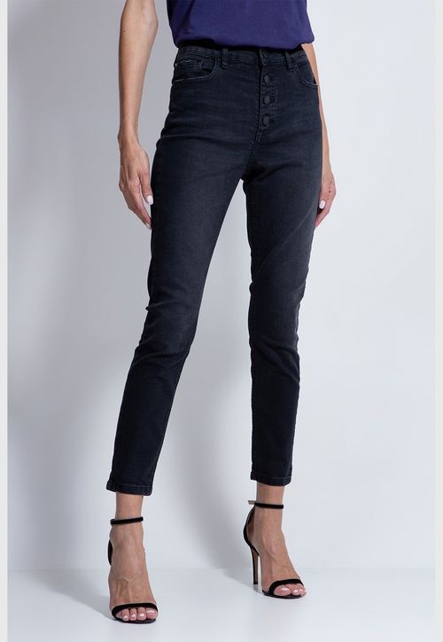 Calça Jeans Black Skinny Botões Guess Preto