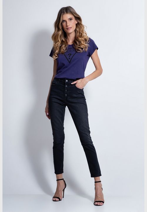 Calça Jeans Black Skinny Botões Guess Preto