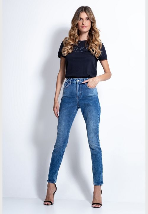 Calça Jeans Skinny Marmorizado Guess Azul