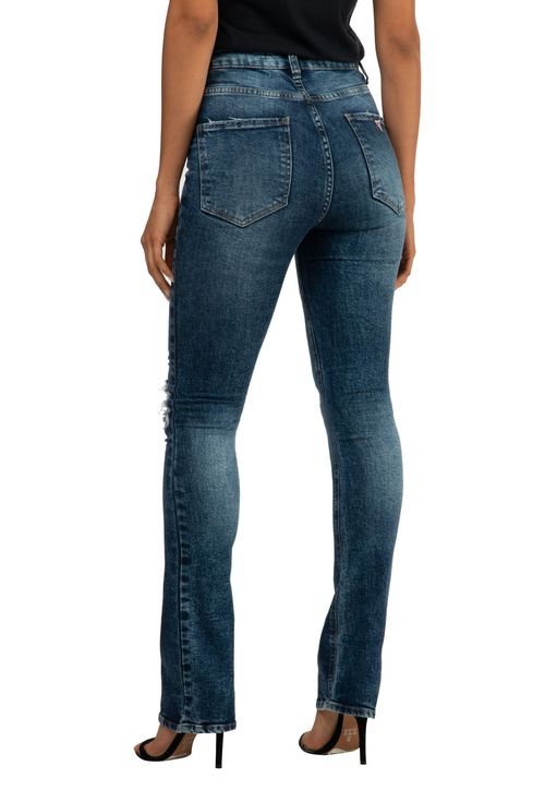 Calça Jeans Boot Cut Rasgos Guess Azul