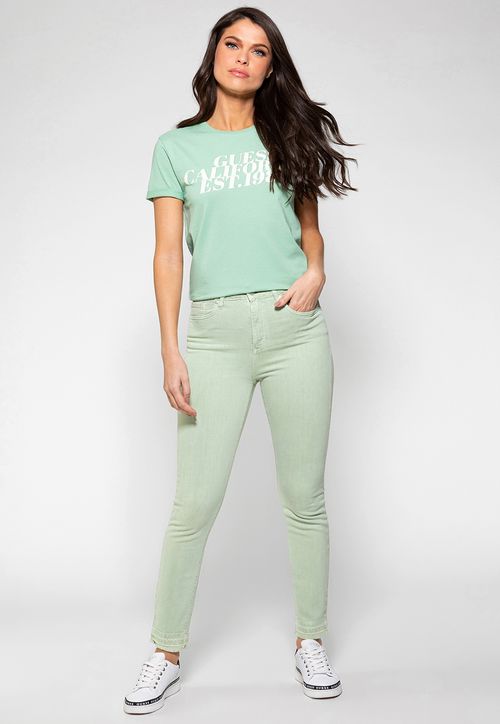 Calça Sarja Cintura Alta Skinny Guess Verde Claro