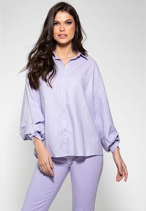 Camisa Feminina Bia M/l Guess Lilás