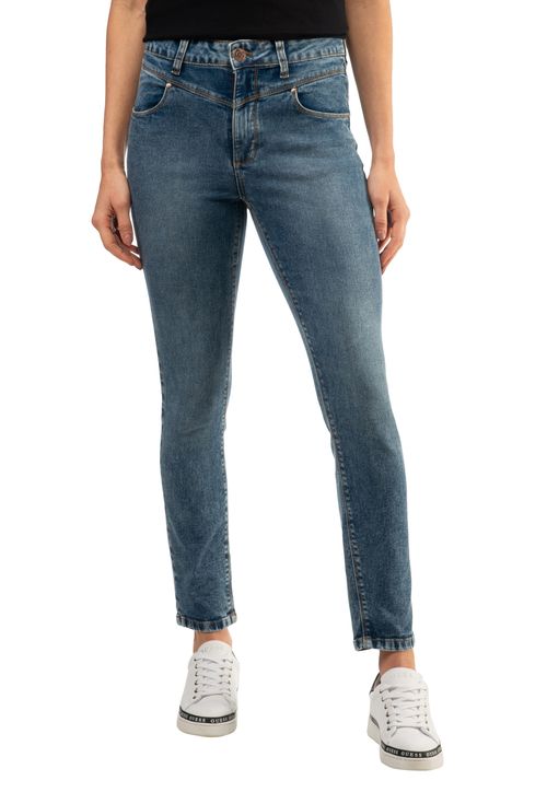 Calça Jeans Skinny Recorte Frente Guess Azul