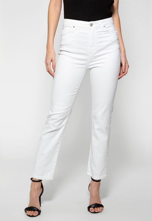 Calça Sarja Straight Leg Curta Guess Branco