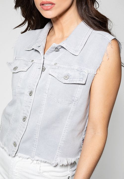 Colete de Sarja Guess Cinza Claro