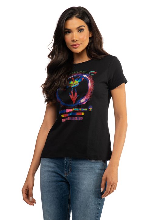 Camiseta Flower Power Guess Preto