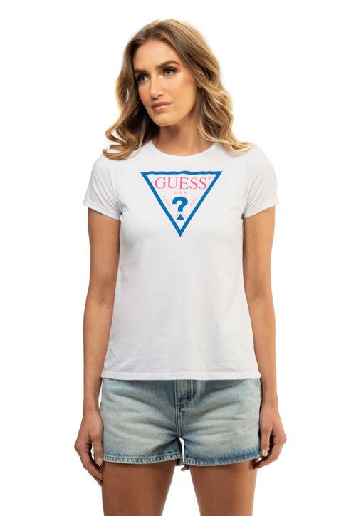Camiseta Guess Triang Colorido Branco