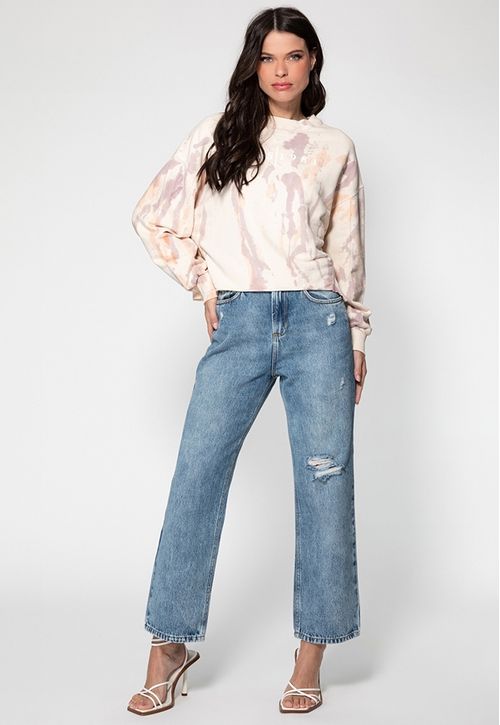 Blusa de Moletom Pastel Tie Dye  Guess Off White