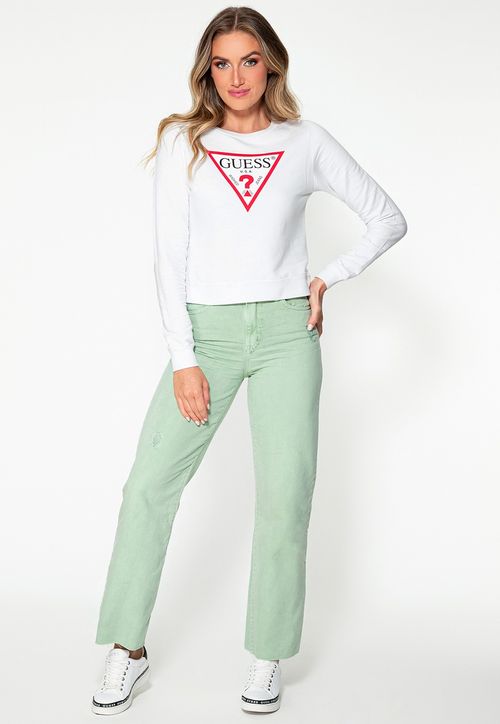 Blusa de Moletom Logo Triângulo Guess Branco