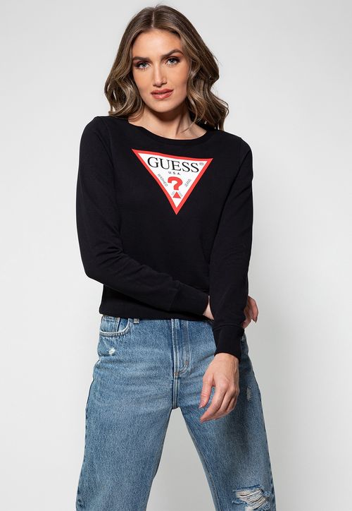 Blusa de Moletom Logo Triângulo Guess Preto