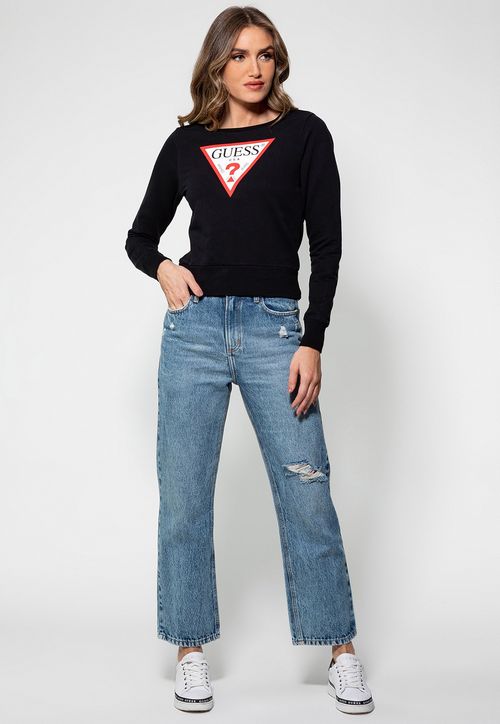 Blusa de Moletom Logo Triângulo Guess Preto