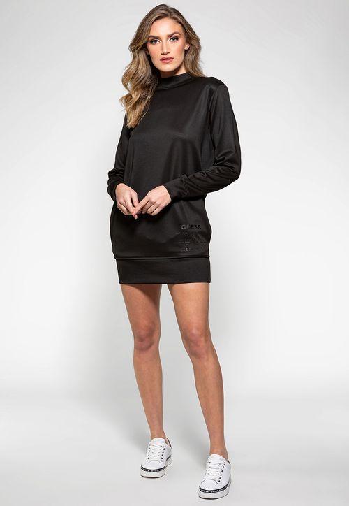 Vestido Scuba Manga Longa Guess Preto