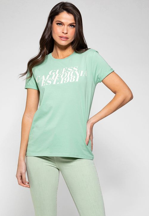 Camiseta Guess Califórnia Brilhos Verde Claro