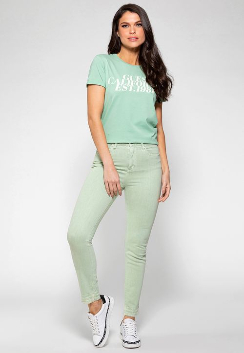 Camiseta Guess Califórnia Brilhos Verde Claro