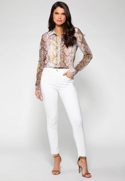 Camisa Manga Longa Glam Snake Guess Marrom