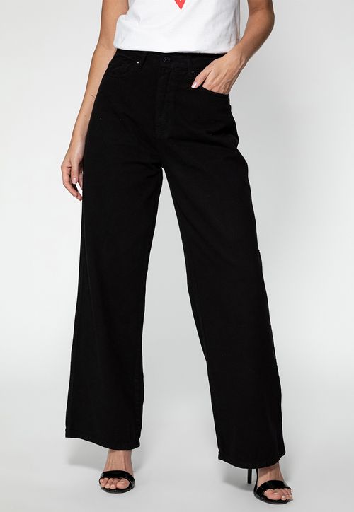 Calça Sarja Wide Leg Guess Preto
