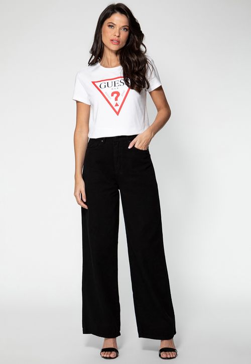 Calça Sarja Wide Leg Guess Preto