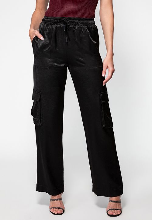 Calça Cargo Cetim Guess Preto