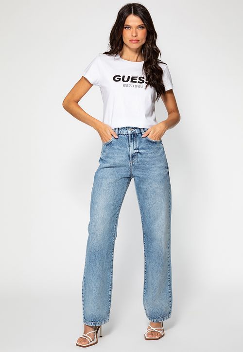 Calça Jeans Straight Leg Clara Guess Azul Claro