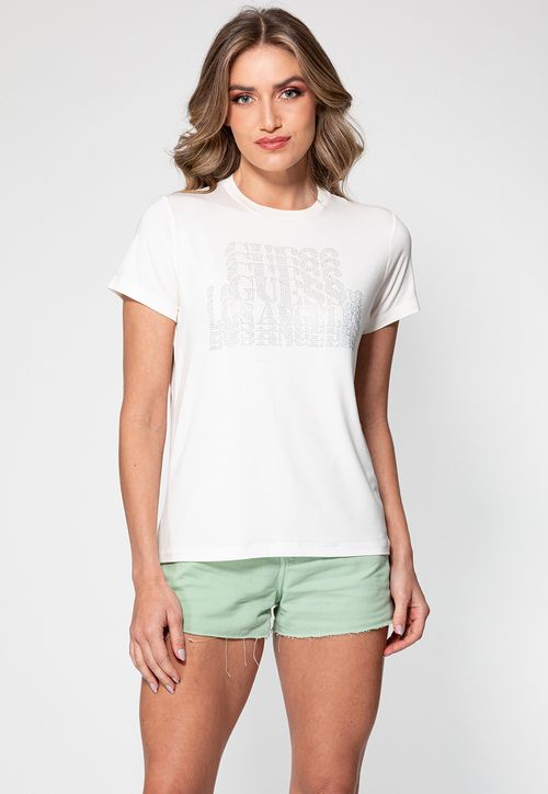 Camiseta Logo Cascata Hotfix Guess Off White