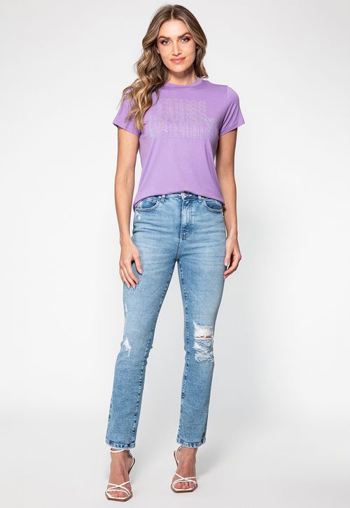 Camiseta Logo Cascata Hotfix Guess Lilás