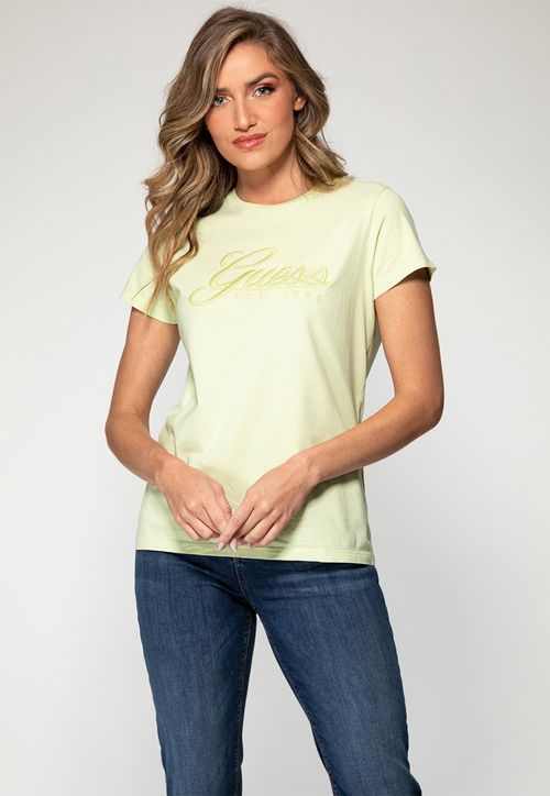 Camiseta Bordado Cursivo Guess Verde Claro