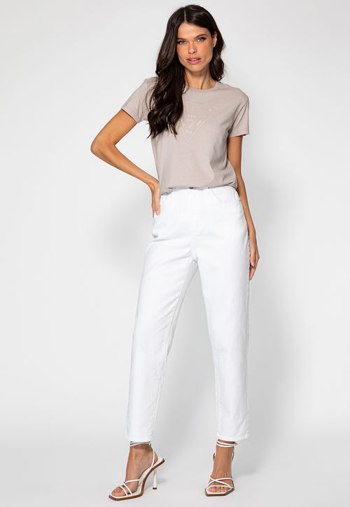 Camiseta Triangulo Fusionado Guess Bege