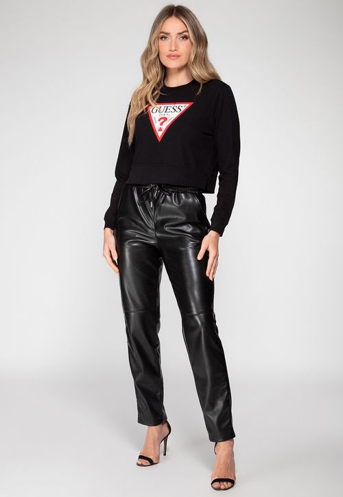 Blusa de Moletom Guess Triang Trad Desgastado Preto