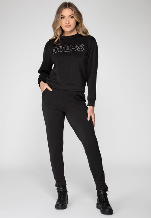 Calça de Moletom Zíper Barra Preto