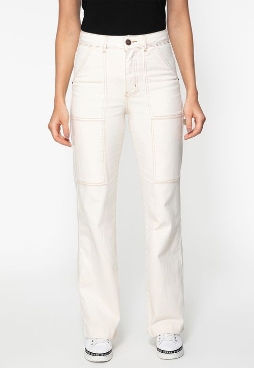 Calça de Sarja Reta Off White