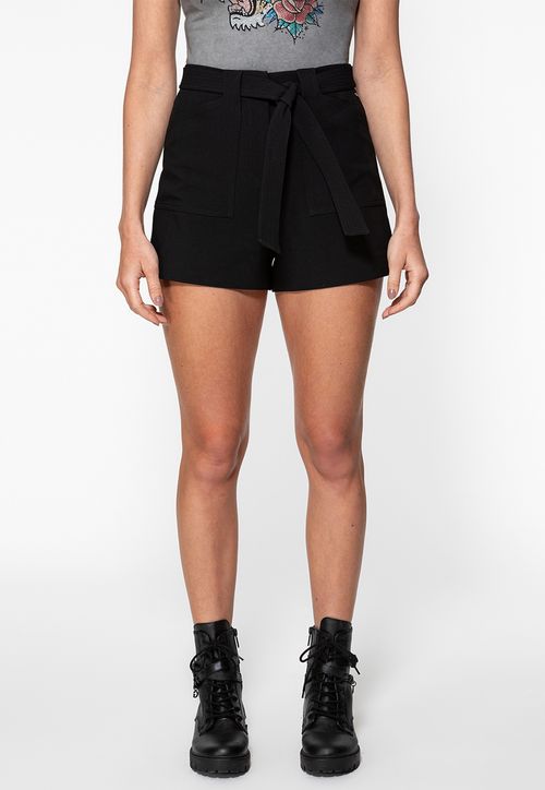 Short Alfaiataria Eco Com Cinto Preto