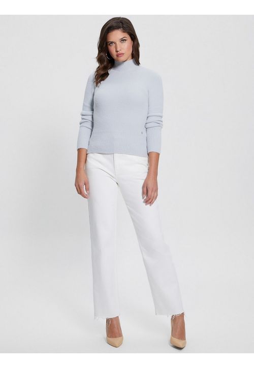 Blusa de Tricot Gola Alta Cinza