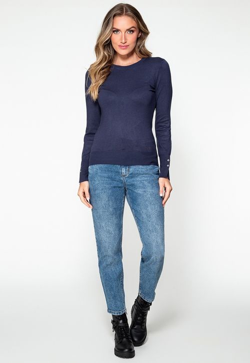 Blusa de Tricot Eco Guess Azul Escuro