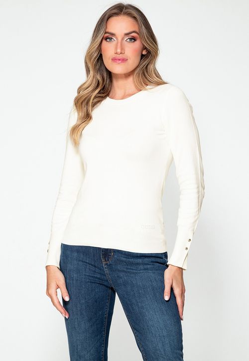 Blusa de Tricot Eco Guess Off White