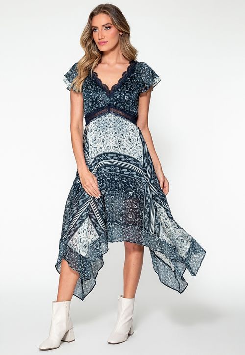 Vestido Chiffon Eco Guess Azul