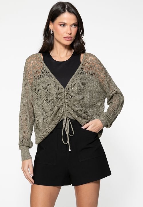 Blusa Eco Tricot Rendada Verde