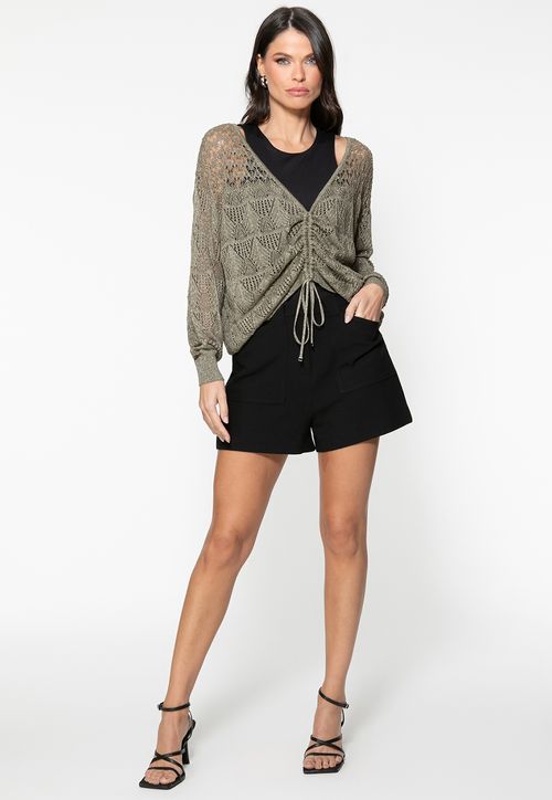 Blusa Eco Tricot Rendada Verde