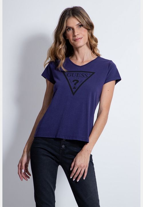 Camiseta Silk Logo Triangulo  Guess Azul Escuro